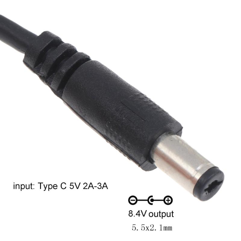 Type-C'den DC5521 Güç Kaynağı Adaptör Kablosu 8.4V Şarj Adaptörü Kablosu 8.4V Lityum Pil Paketi Li-ion Pil için