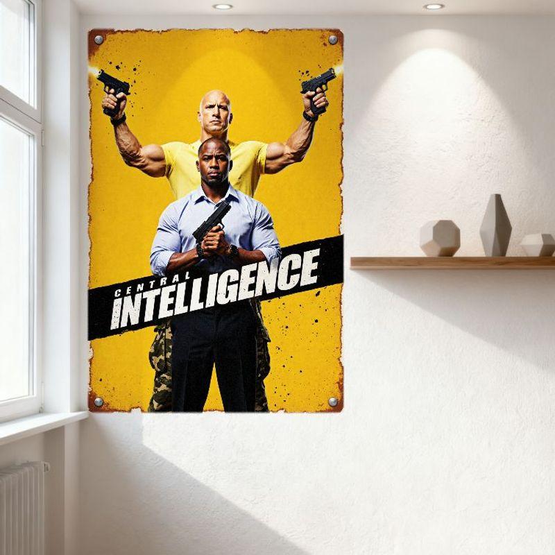 Central Intelligence Movie Poster Metal Tin Sign Custom Vintage Action Comedy Gritty Retro Wall Plaque for Home Office Man Cave