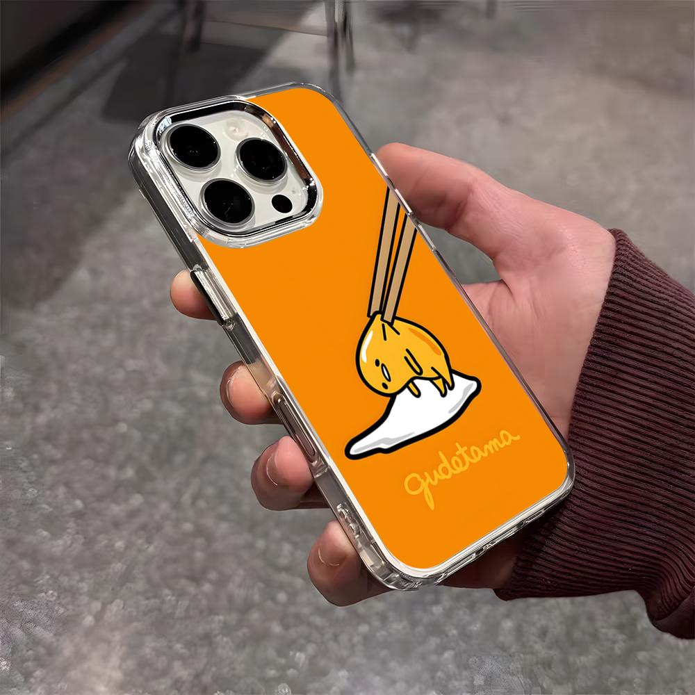 G-Gudetama Egg Cute Phone Case For IPhone 17 Air 16 E 15 14 13 12 11 Plus Pro Max Electroplated Transparent Soft Shell