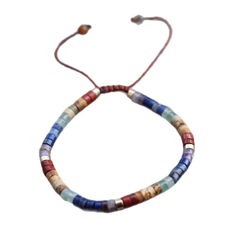 Bohemian Tiger Eye Beaded Bracelet with Colorful Stones, Adjustable Woven Design