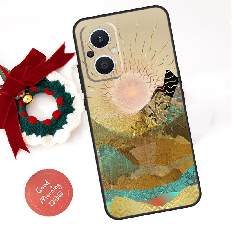 Gold Landscape Painting Funda For OPPO Reno 14F 14 13 12 11 10 Pro 11F 12F 13F 7 8 Lite OPPO Find X8 X5 X9 Pro Case