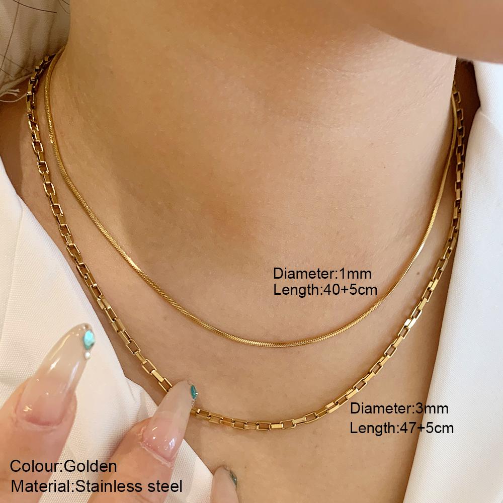 New 2025 Stainless Steel Double Layered Stacking Chain Necklace Women Woman's Choker Jewelry Necklace for Women
