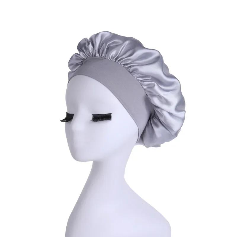 Women Sleeping Caps High Elastic Satin Solid Sleeping Hat Shower Cap Hair Hat for Daily Use and Beauty Women Styling Accessories