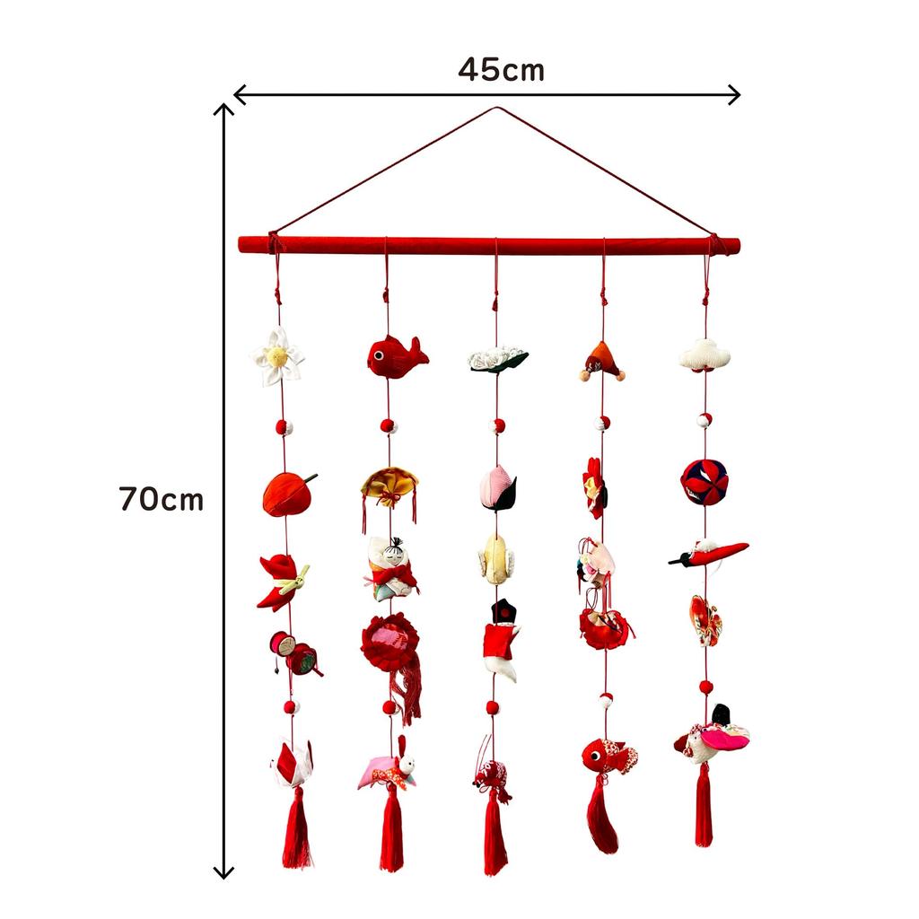 Hanging Tapestry Hanging Hina Chirimen Perfect for the Doll Hina for the First Doll Festival Chikyu-ya [5-Piece 78316] Dolls, Fabric, Cute, Compact,