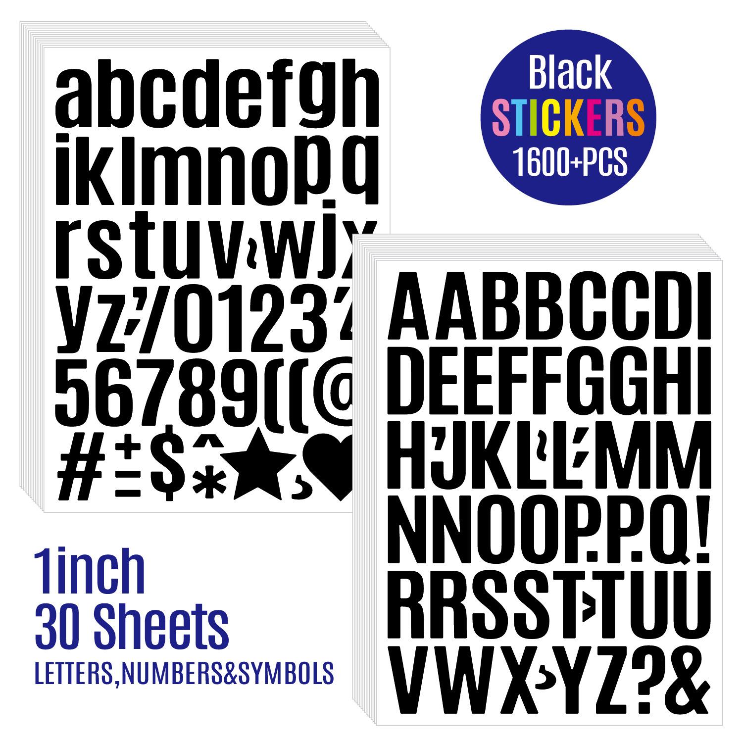 

1-inch Letter Sticker Bold Body Bright Film Vinyl Vinyl Self-adhesive Mobile Phone Computer DIY Letter Sticker