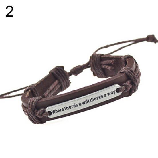 Nytt Herr Dam Punk Bokstav Konstläder Armband Hampa Rep Armband Armband Bra Pris