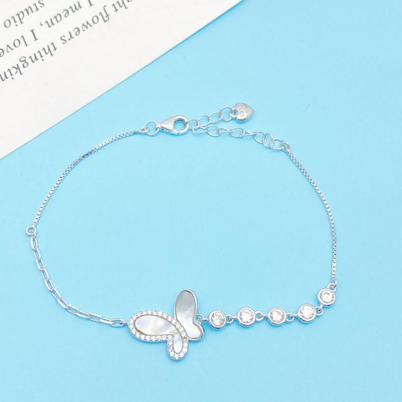 S925 Sterling Silver Shell Butterfly Bracelet - Elegant, Stylish, and Versatile Jewelry 925 Sterling Silver