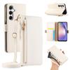 For Samsung Galaxy A35 5G Wallet Phone Case Shockproof TPU+PU Leather Flip Cover with Mirror,Strap