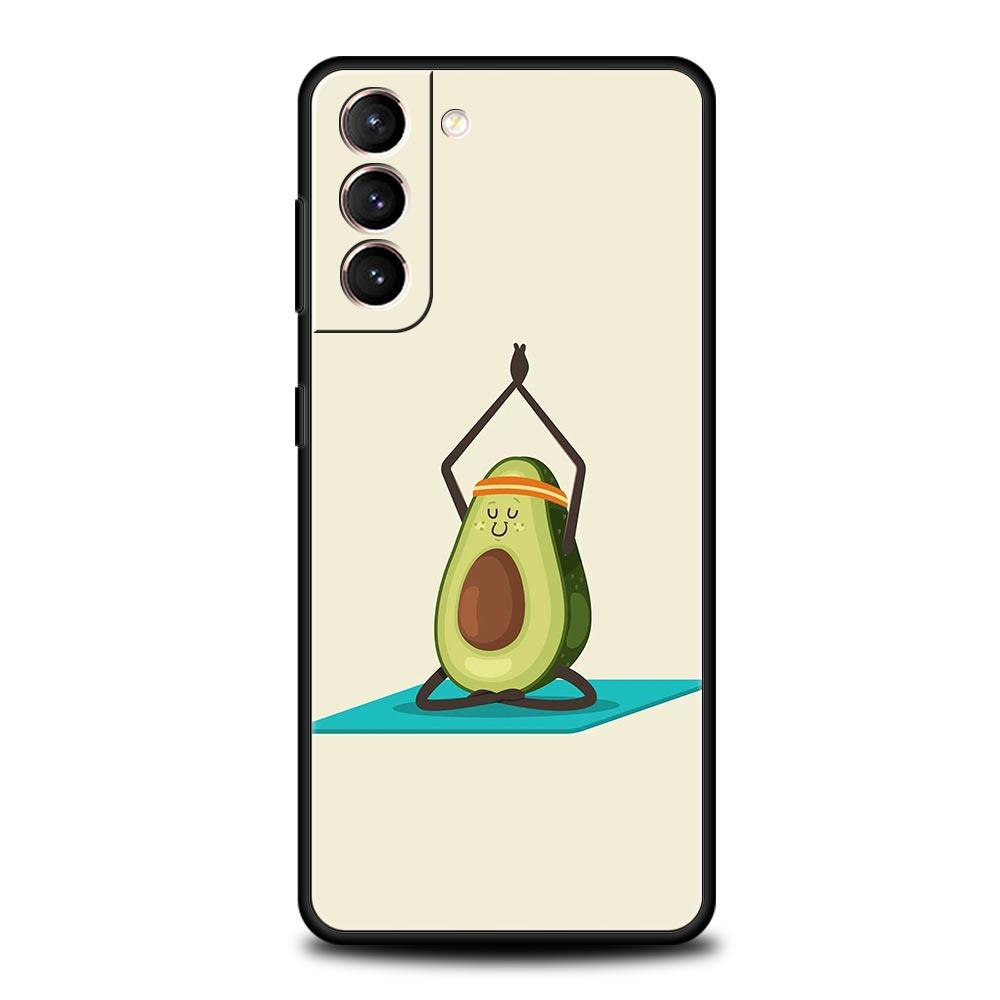 Cute Avocado Baby Yoga Phone Case For Samsung Galaxy S24 S23 S22 S20 Ultra S21 FE 5G S10 S9 Plus S10E Soft Silicone Cover