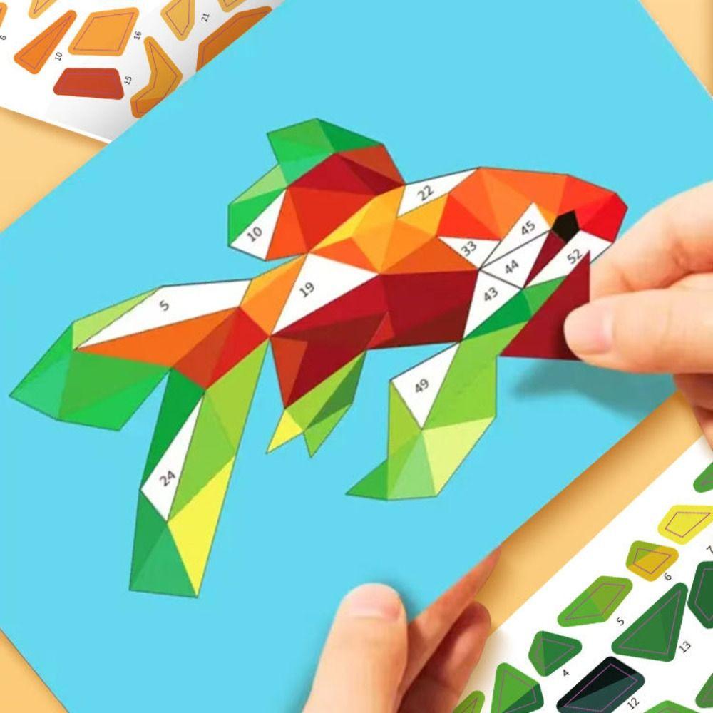 Educational Toys 3D Geometric Sticker Books Handmade Animals Sticker Book  Birthday Gift