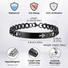 Personalized Cross ID Bracelets for Men Boys,Engraved Stainlesss Steel Chain Link Wristband,Stylish Jewelry Gifts