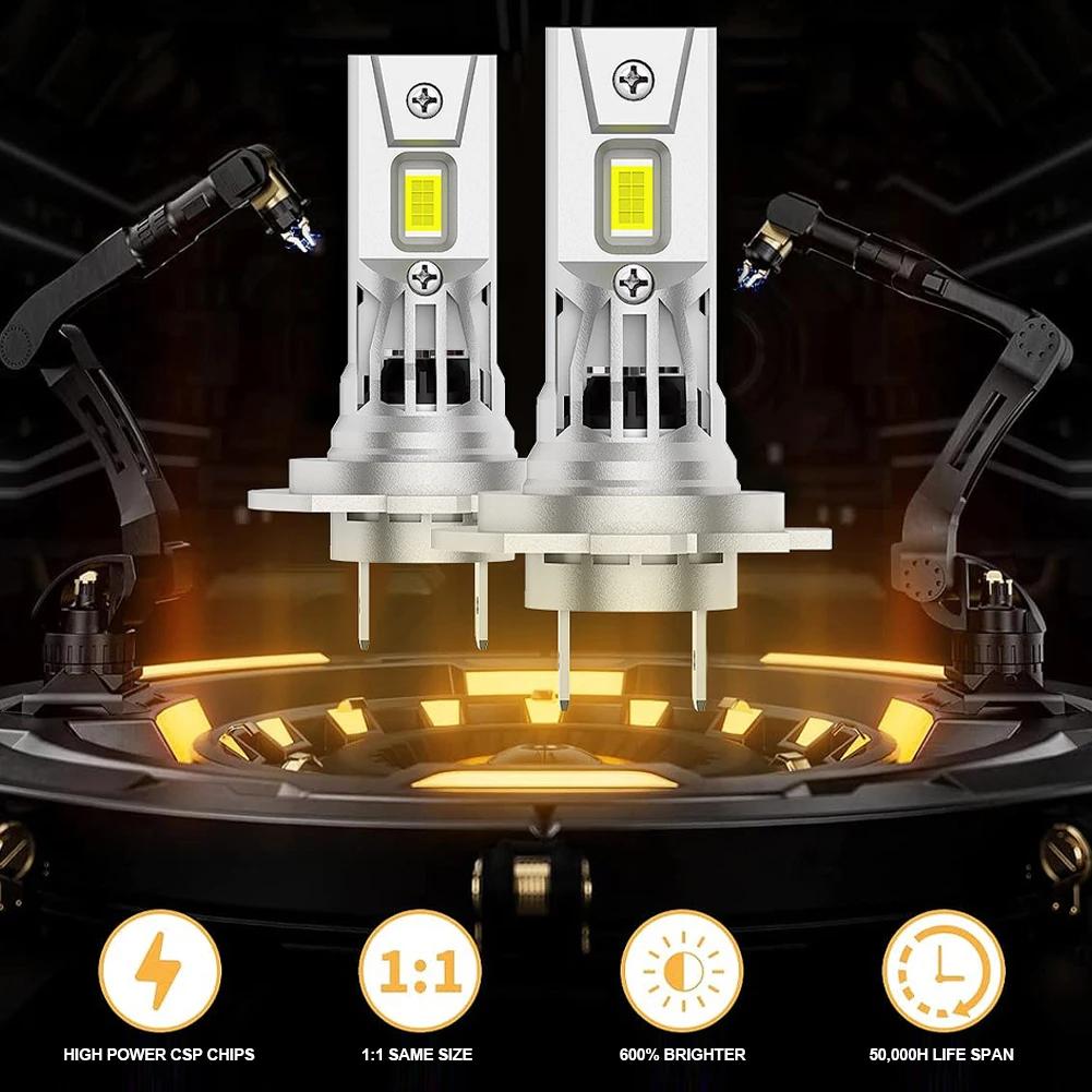 3600LM H4 H7 H11 LED Headlights Canbus 9005 HB3 9006 HB4 Led 1:1 Mini Lamp 3570 CSP Car Headlight Bulbs Turbo Fan 6000K 12V