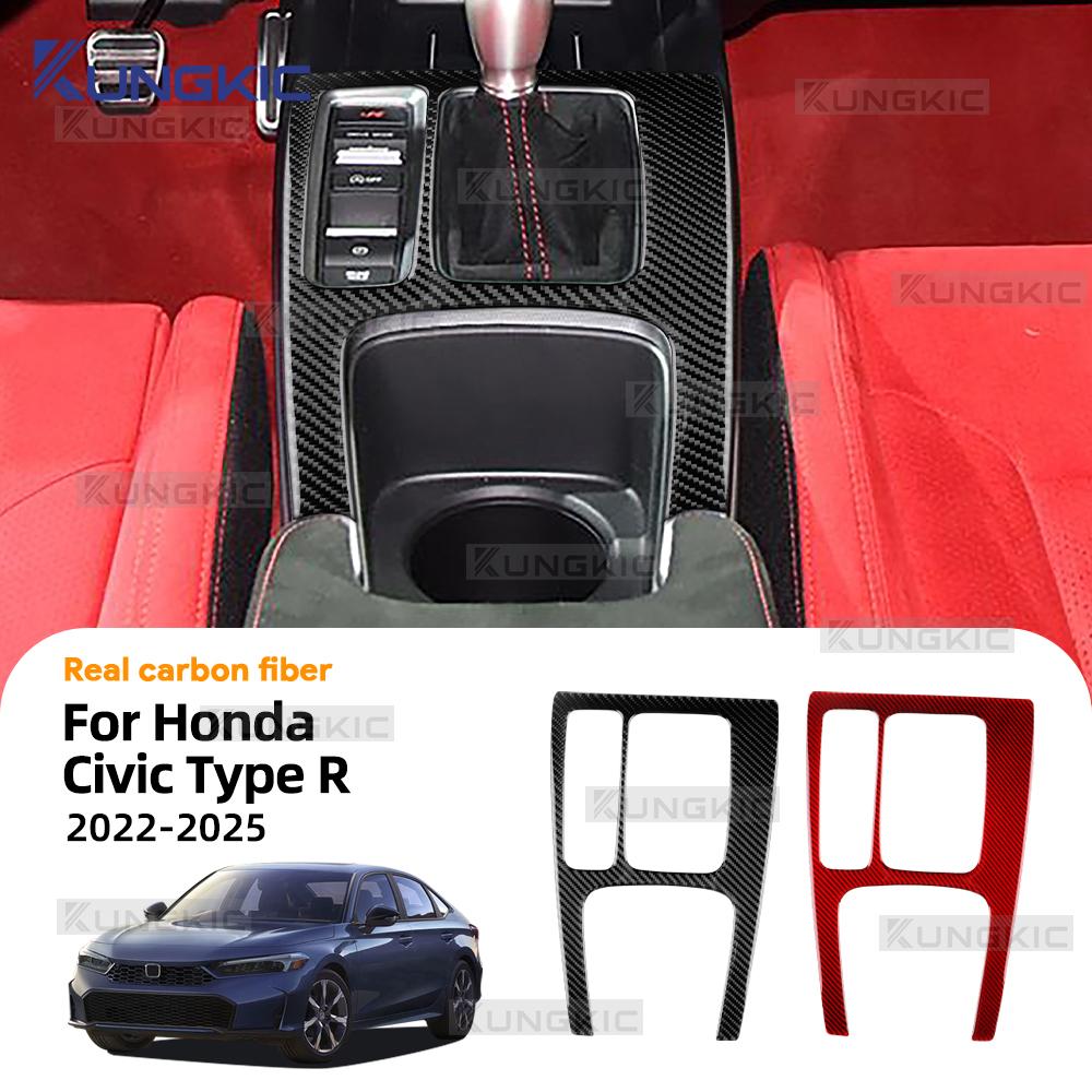 Echter Weicher Karbonfaser-Aufkleber für Honda Civic Type R 11. FL5 2022 2023 2024 2025 Linkslenker Rechtslenker Auto Schalthebel Panel Innenraumverkleidung
