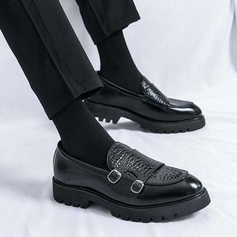 Men's Summer Slip-On Leather Loafers - Casual, Thick Sole, Height-Boosting Moccasins