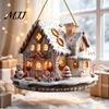 Holiday Party Decorations Christmas Santa Claus Carousel/Snow Cottage Hanging Ornament, Double-Sided Winter Festival Ornaments Acrylic Pendant