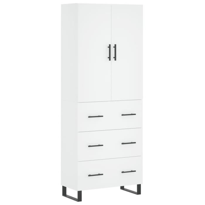 VidaXL Buffet haut Blanc 69,5x34x180 cm Bois d'ingénierie 3195867