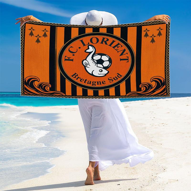 FC Lorient Print Beach Towel, Large Soft Quick Dry Towel for Beach Camping Swimming