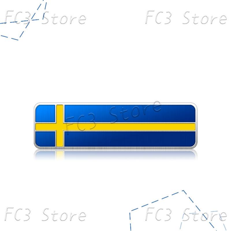 1Pcs Aluminum Sweden Flag National Flag Emblem Sticker Car Trunk Badge Fender Body Decal For Volvo XC40 XC60 XC90 C30 V40 V60