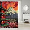 Boys Girls Japanese-Style Shower Curtain Red Cherry Bath Curtain Mount Fuji Bathroom Accessories Teens Bedroom Decor