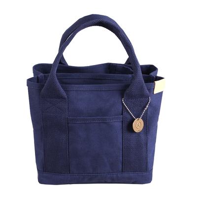 Lunch Tote Bag Canvas Solid Color Large Capacity Portable Lunch Cooler Bag for Sport Working Dark