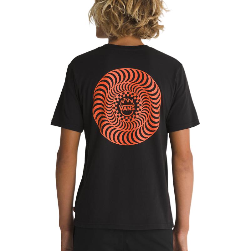 Vans X Spitfire Collaboration Kids T-Shirt Graphic Print Crew Neck Fitted Short Sleeve Kids T-Shirt Black VN000GFGBLK