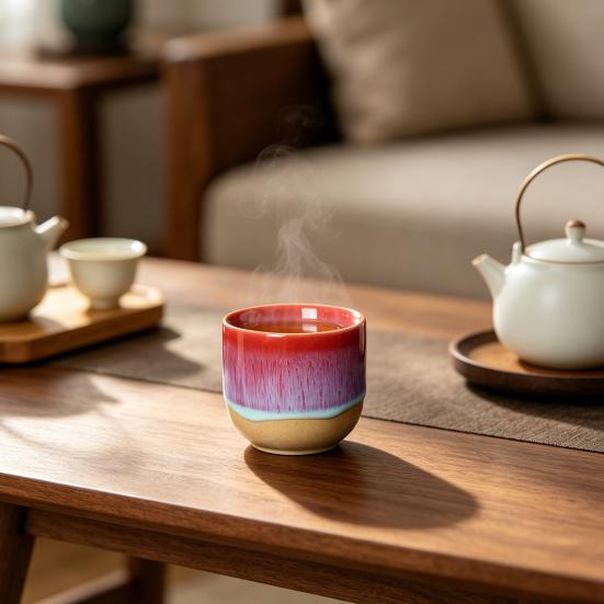 Handmade Handleless Ceramic Mug for Hot Cold Drinks 150ml Rustic Stoneware Coffee Tea Cup Easy To Clean Unique Gift for Tea Coffee Lovers