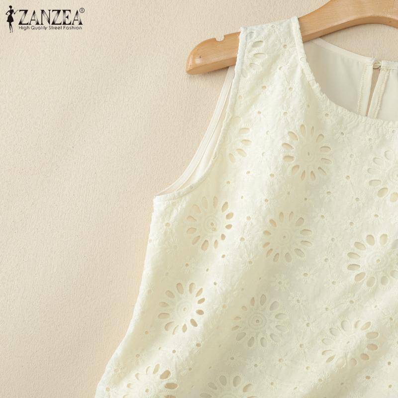 ZANZEA Women Casual Lace Crochet Patchwork Summer Sleeveless Tank Tops