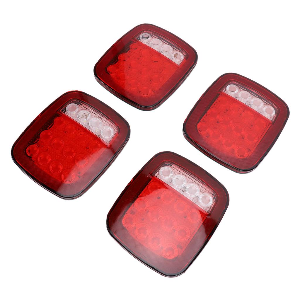 4x Universal 16 LED Stop Tail Turn Signal Backup Reverse Brake Light Universal for 12V Trailer Truck RV Caravan Heavy