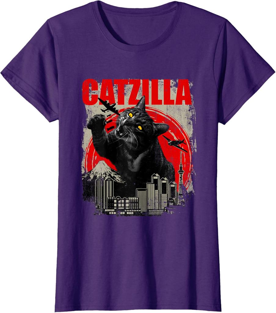 Cute Perfect Catzilla Funny Cat Lover Kitten Kitty Ladies' Crewneck T-Shirt