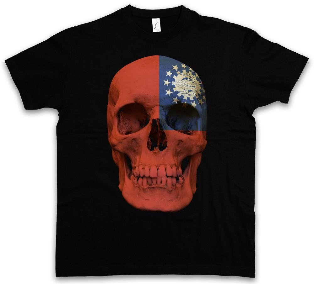 CLASSIC MYANMAR SKULL FLAG T-SHIRT - Schädel Banner Fahne Burma Birma