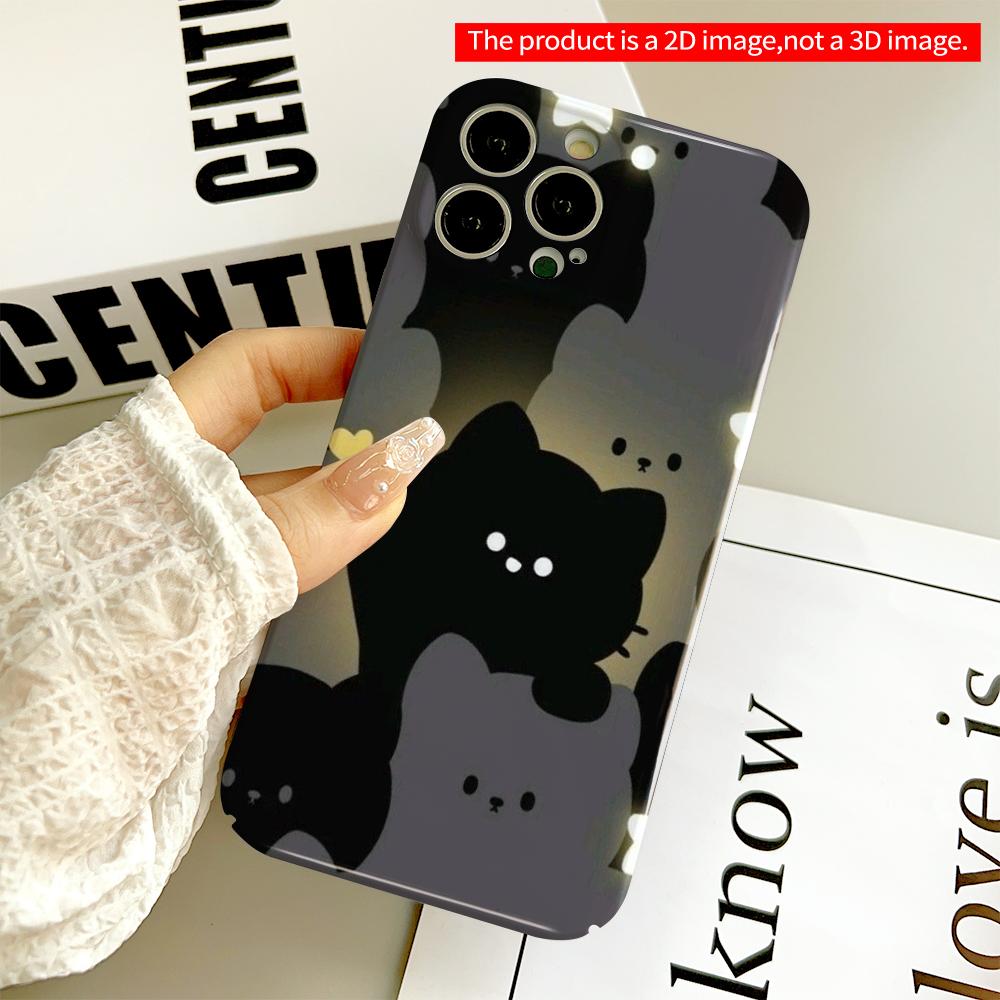 Black Cat Silhouette Night Glow Phone Case All inclusive film hard phone case, compatible with iPhone 18 Pro Max 17 16 15 14 13 12 11