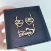 Qiuhan 20mm Heart Earrings Necklace Set, Personalized Stainless Steel Custom Name Jewelry Set