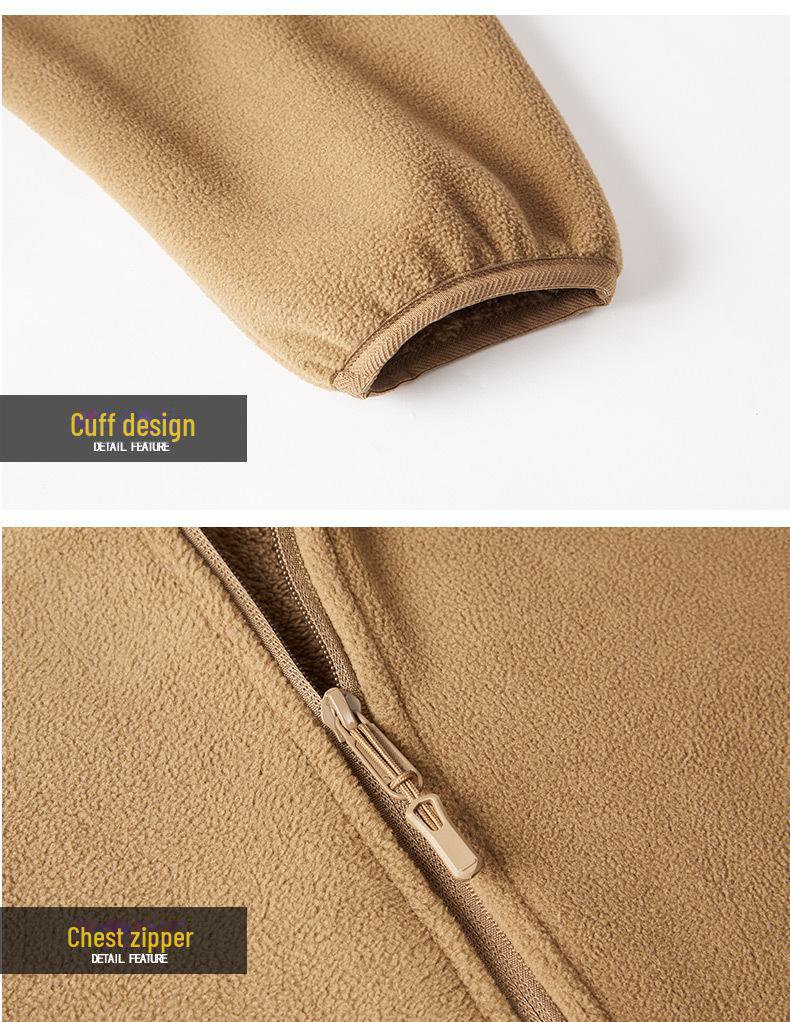 Férfi plüss kapucnis polár dzseki - Meleg cipzáras kardigán őszre és télre