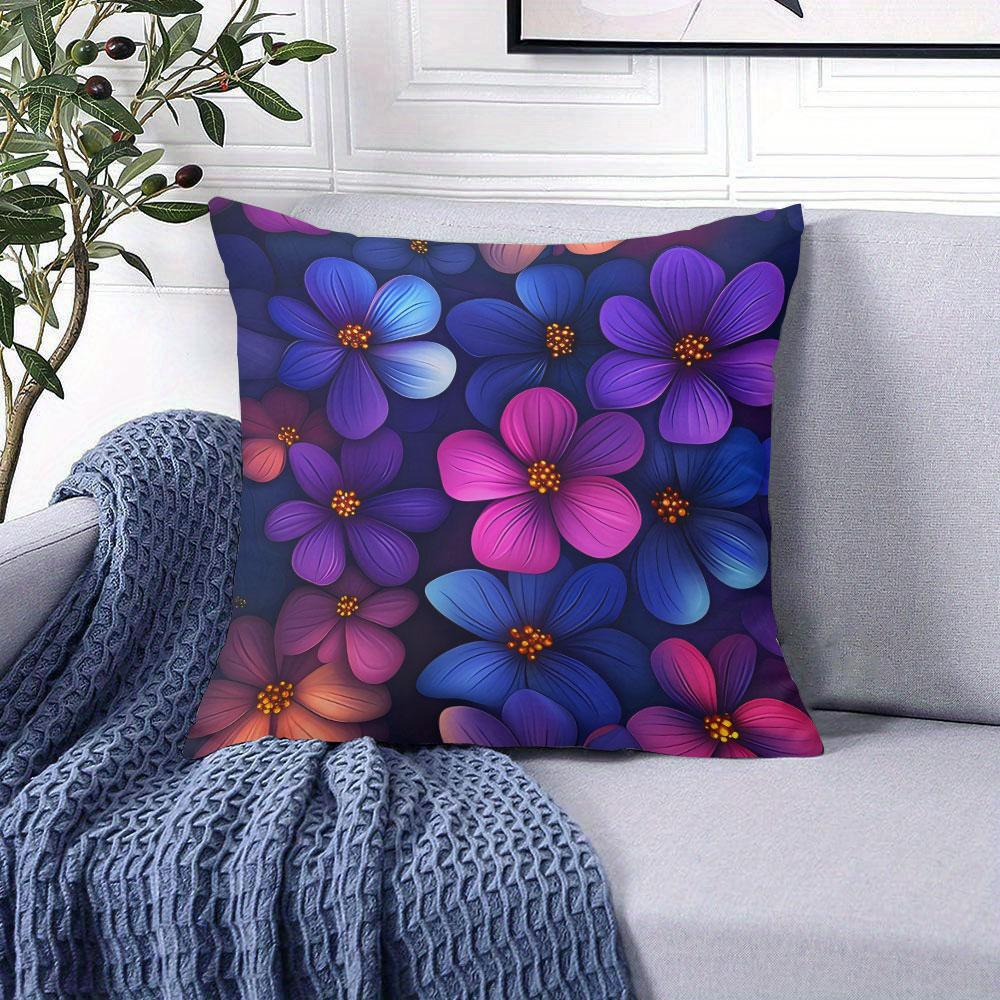 Vivid Floral Square Jacquard Pillow Cover for Sofa Office Waist Cushion Cover Home Decorative Pillowcase