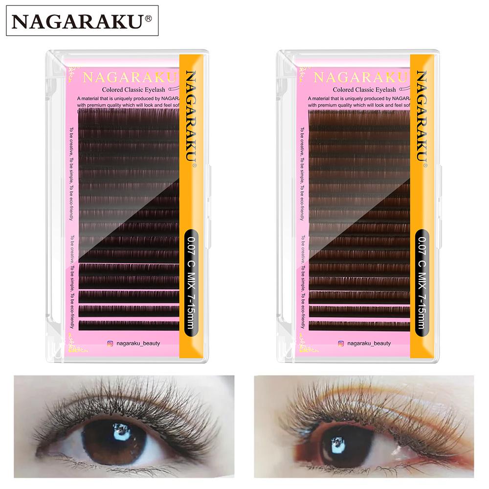 

Наращивание ресниц NAGARAKU Коричневый Темно-коричневый Фиолетовый Синий 16 линий 0.15C Mix