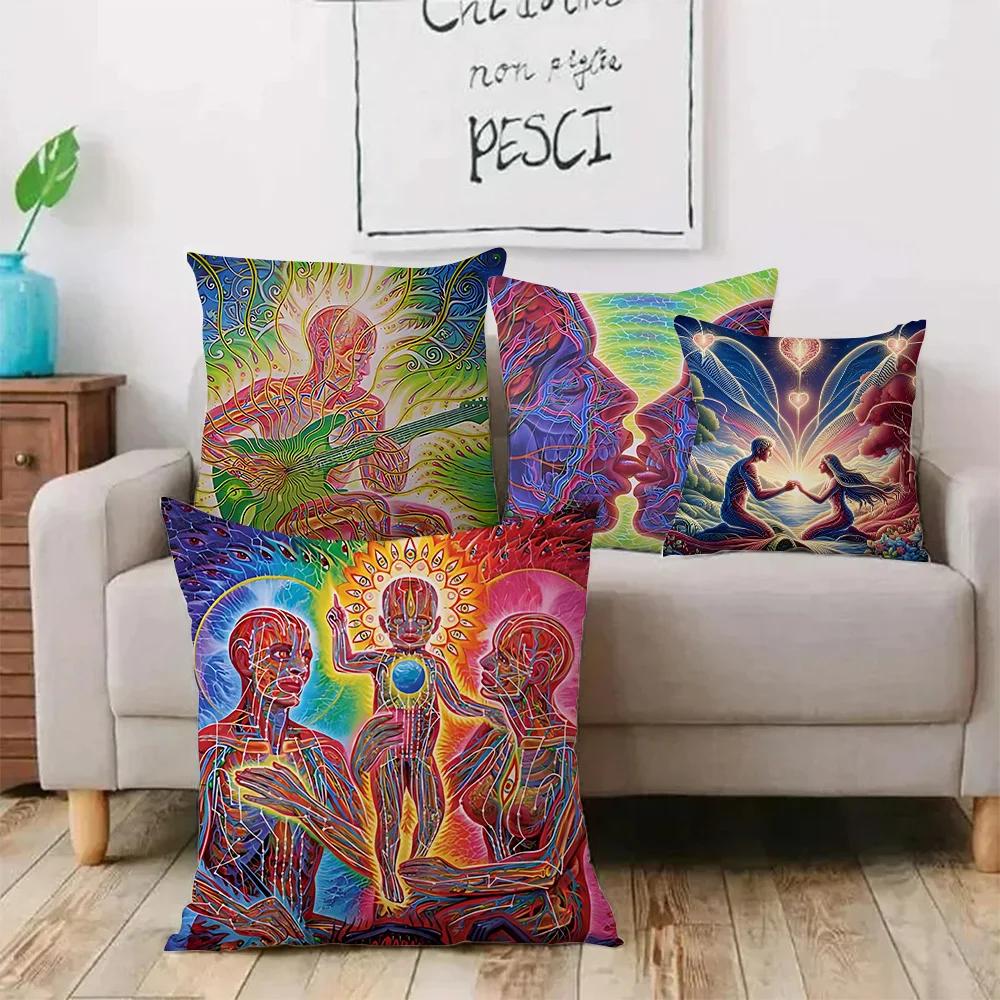 Home Decor Colorful Psychedelic Human Figure Pillow Covers Pattern Cushion Cover Suitable for Sofa Bedroom Car Pillow Cover