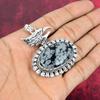 Schneeflockenobsidian Anhänger, 925 Massiv Sterling Silber Edelstein Handgefertigt Zarter Schmuck Anhänger, Für Sie