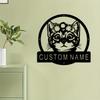 Metal Cat Flower Custom House Number Sign Personalized Garden Wall Decor Farmhouse Name Plate
