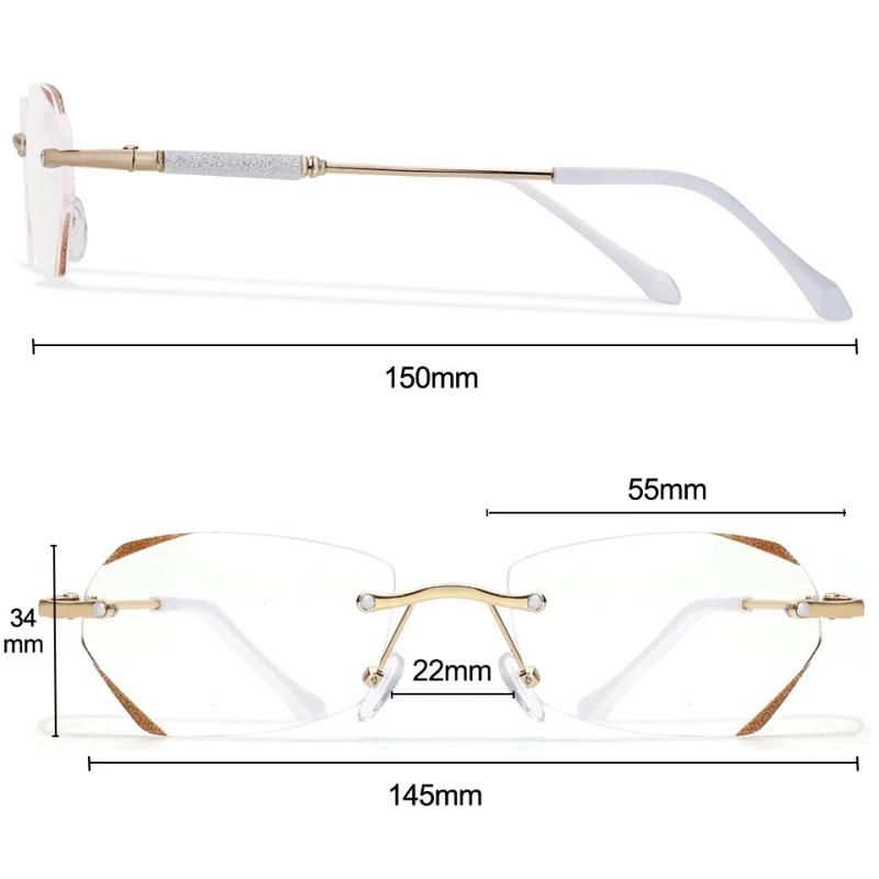 Womens Rimless Reading Glasses Luxury Diamond Far Sight Presbyopia Eyewear Unisex High Definition Trendy Hyperopia Eyeglasses