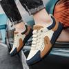 Men's Breathable Mesh Casual Sports Shoes with Navy Blue/white/gold Accents, Lightweight Fabric Upper and Durable Rubber Sole, Soft Interior