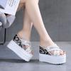 Slippers Women's Outer Wear 2020 Summer New Fashion Versatile Cross High Heel Thick Bottom Slope Heel Heightening Sandals Tide