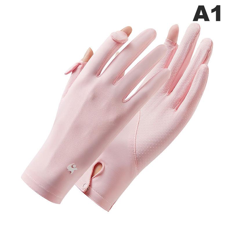 Summer  Sunscreen Gloves For Women Solid Color Uv Protection Ladies Gloves