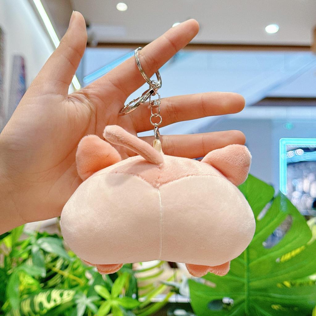 Creative Plush Corgi, Pig, and Cat Butt Keychain Pendant Charm for Women