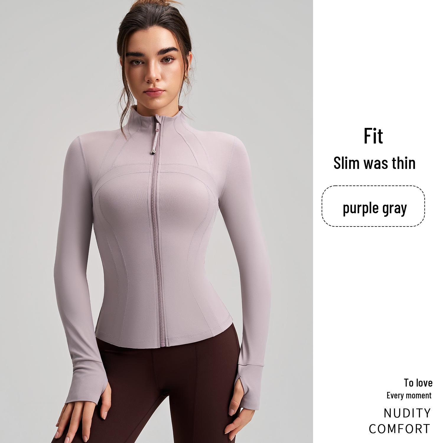 

Женская облегающая куртка для йоги с длинным рукавом, отверстиями для больших пальцев и воротником-стойкой M