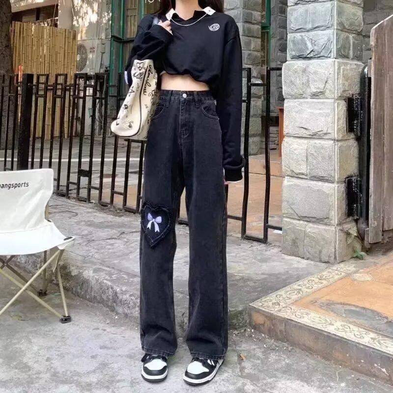 

Women s High Waist Retro Flare Jeans - Spring 2024 Collection, Slimming Lengthened Horseshoe Pants with Frayed Hem 2XL темно-серого
