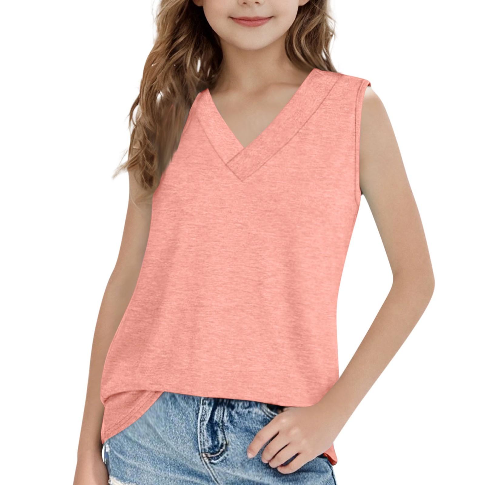 

Girls Sleeveless V-Neck Tee - Summer Cotton Tank Top 120