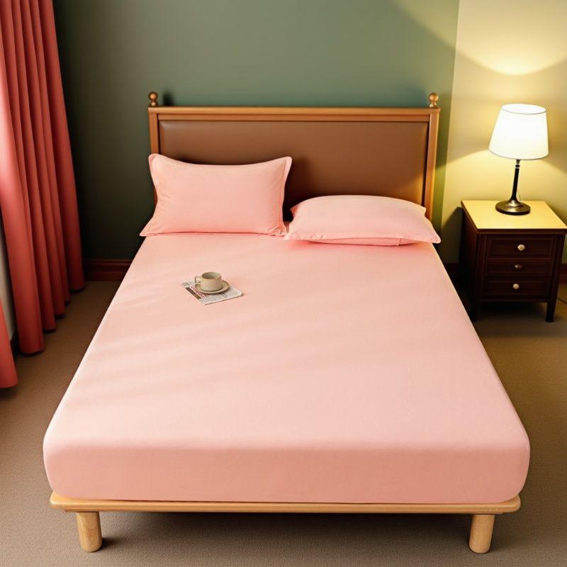 

Приємне до шкіри однотонне простирадло на резинці з покривалом та наволочкою 140x200-30 cm