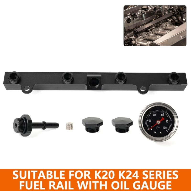 K-Series Heavy Fuel Rail Kit High Flow  Fuel Rail with Oil Gauge for K20-K24 Series - Auto Accessory