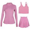 LULU Women's Activewear Set: Tennis Skirt, Stand-up Collar Jacket & Y-back Vest 