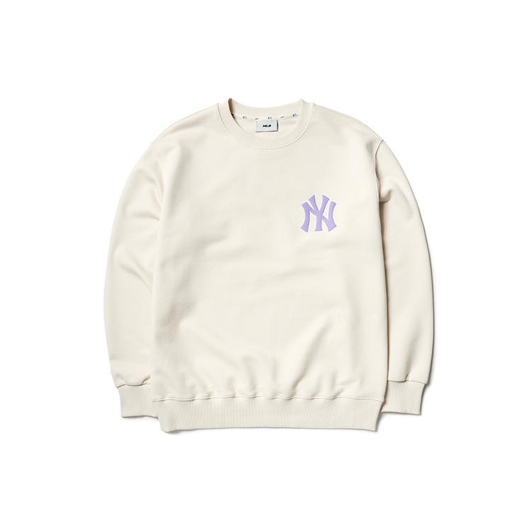 MLB New York Yankees Sweatshirts Unisex Ecru Crew Neck Moderate Regular 3AMTL0114-50CRS